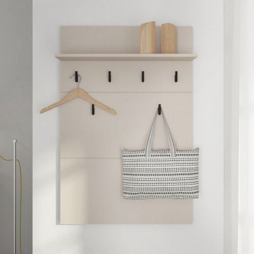 Appendiabiti Bianco Nero set Fissaggio a Muro Incluso 6 Ganci 115h cm, Installazione a Muro - Navelli