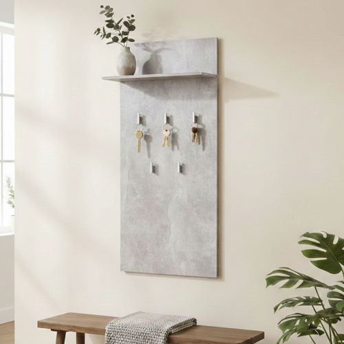 Appendiabiti Grigio Cemento set Fissaggio a Muro Incluso 5 Ganci 137h cm, Installazione a Muro - Traves