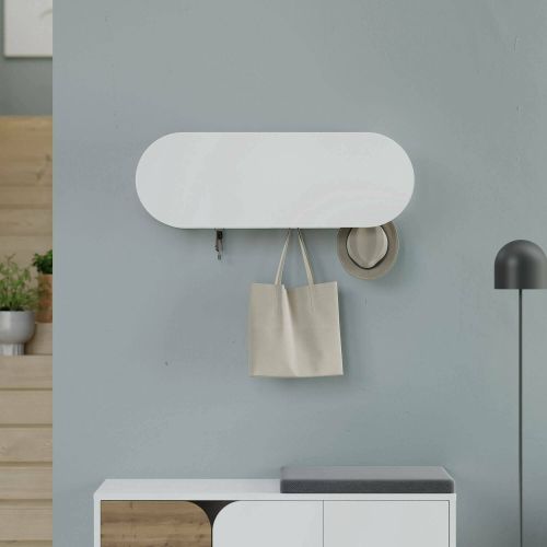 Appendiabiti Hestia, Attaccapanni, Portabiti multiuso, Appendiabiti da parete, 84x16 h29 cm, Bianco
