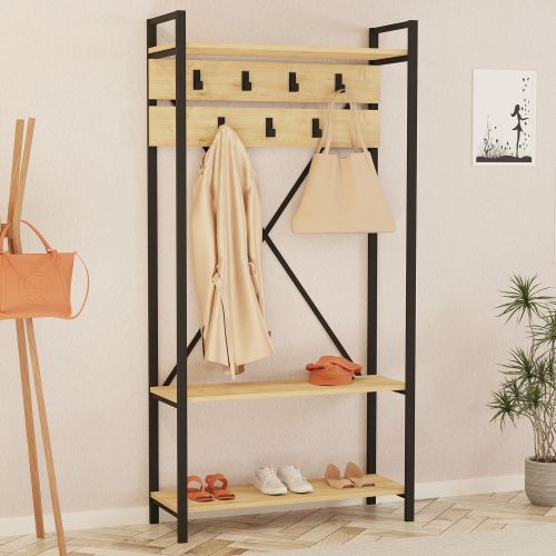 Appendiabiti Marrone Antracite Nero 7 Ganci Installazione a Terra 180h cm, Colore Struttura Nero - Celiera
