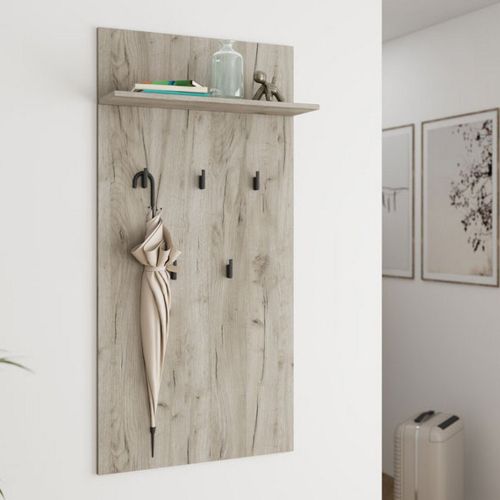 Appendiabiti Marrone Rovere Nero set Fissaggio a Muro Incluso 5 Ganci 137h cm, Installazione a Muro - Rovella