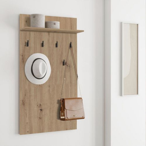 Appendiabiti Marrone Rovere Nodi Nero set Fissaggio a Muro Incluso 6 Ganci 115h cm, Installazione a Muro - Gonars