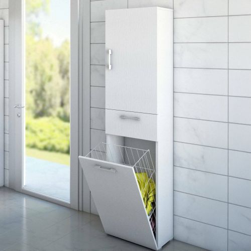 Armadio bianco con cassetto 45x195h cm - Aryanne