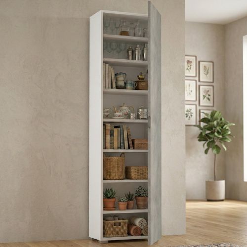 Armadio bianco e cemento 1 anta 50x182h cm - Abuela
