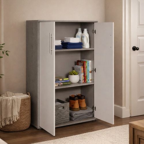 Armadio bianco e grigio 2 ante 78x118h cm - Angie