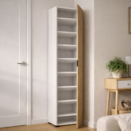 Armadio bianco e legno 1 anta 50x182h cm - Abuela