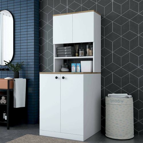 Armadio bianco e noce multifunzione 70x183h cm - Marty