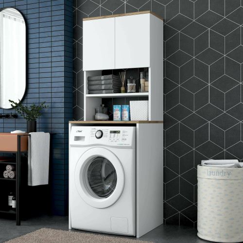 Armadio bianco e noce multiuso 65x183h cm - Fiamma