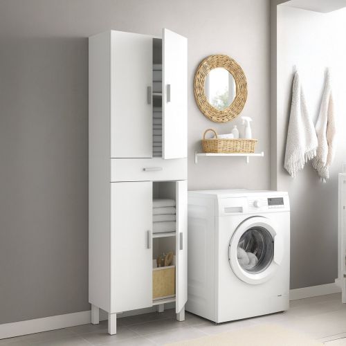 Armadio bianco lucido bagno 60x182h cm - Amiga