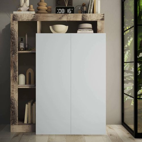 Armadio bianco lucido e rovere ante battenti 78x116h cm - Cipresso