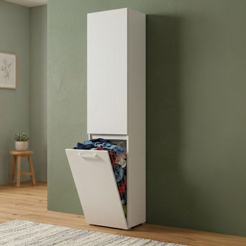 Armadio bianco portabiancheria 45x195h cm - Aro