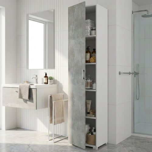 Armadio cemento e bianco 1 anta 45x195h cm - Aloise