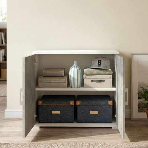 Armadio cemento e bianco 2 ante 90x66h cm - Serafinito