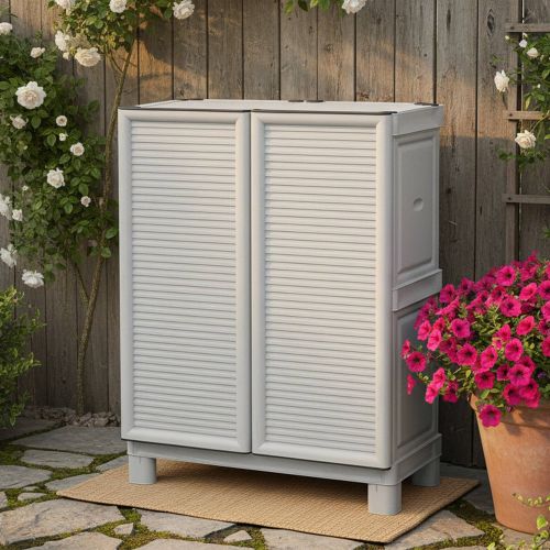 Armadio da esterno 2 ante grigio chiaro 70x92h cm - Arlinda