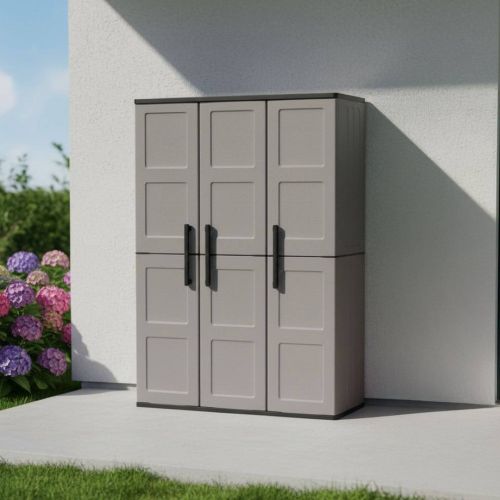 Armadio da esterno 3 ante grigio e nero 102x163h cm - Amordel