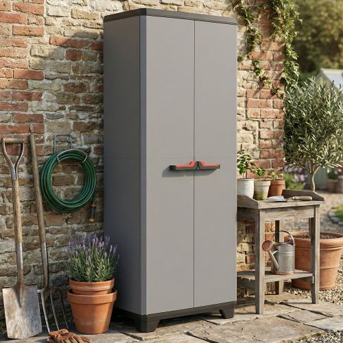 Armadio da Esterno Grigio 3 Ripiani Apertura Battente 68x39x173h cm, 2 Ante Made in Italy - Cochrane