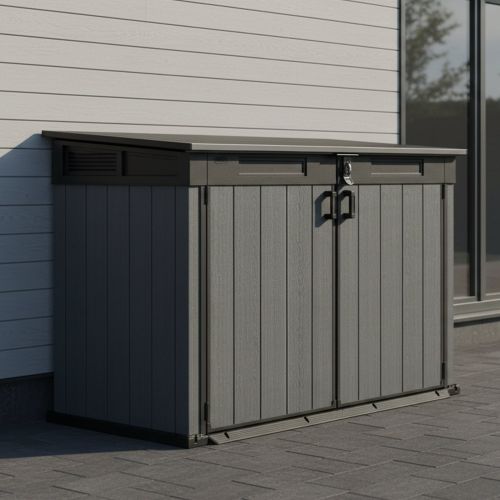 Armadio da Esterno Grigio Nero Cassetti 2 Ripiani 191x109x133h cm, Apertura Battente, a Ribalta - Litchfield