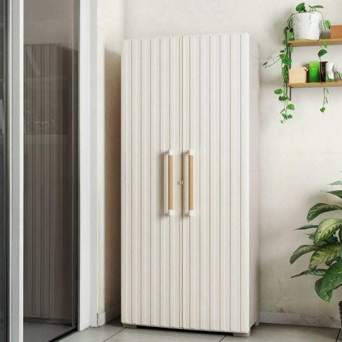 Armadio da Esterno Marrone Crema 3 Ripiani Apertura Battente 80x45x180h cm, 2 Ante Made in Italy - Melville
