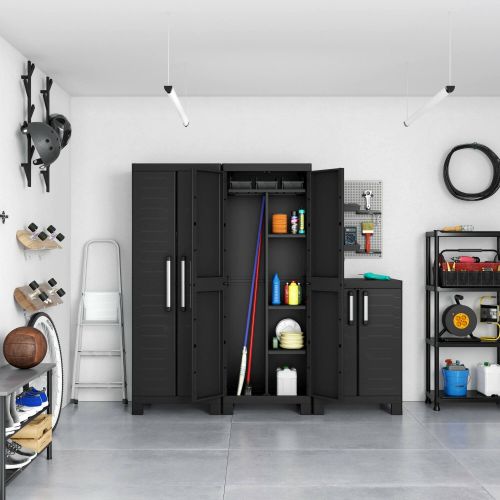 Armadio da Esterno Nero Antracite 4 Ripiani 2 Ante 65x45x182h cm, Impermeabile Made in Italy - Terrebonne