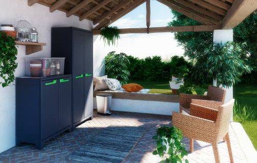 Armadio da esterno Pesa, Mobile outdoor, Mobiletto giardino multiuso, Contenitore per balcone o garage, Made in Italy, 80x44 h182 cm, Grigio