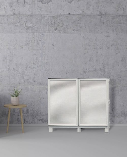 Armadio da esterno Waremme, Mobile outdoor, Armadio balcone multiuso, Armadietto outdoor, 100% Made in Italy, Grigio chiaro, 100x39h92 cm