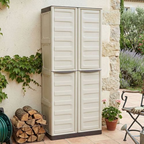 Armadio esterno 2 ante beige e marrone 70x165h cm - Adenina