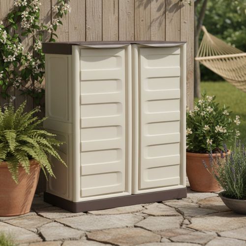Armadio esterno 2 ante beige e marrone 70x85h cm - Acira
