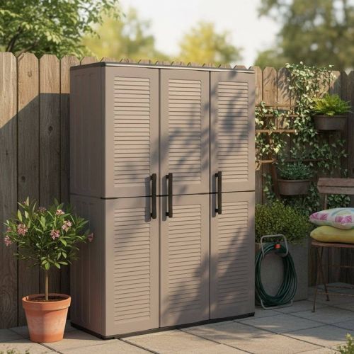 Armadio esterno classico 3 ante grigio e nero 102x163h cm - Amordel