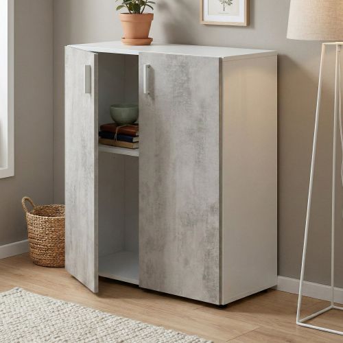 Armadio grigio e bianco 2 ante 80x92h cm - Argento