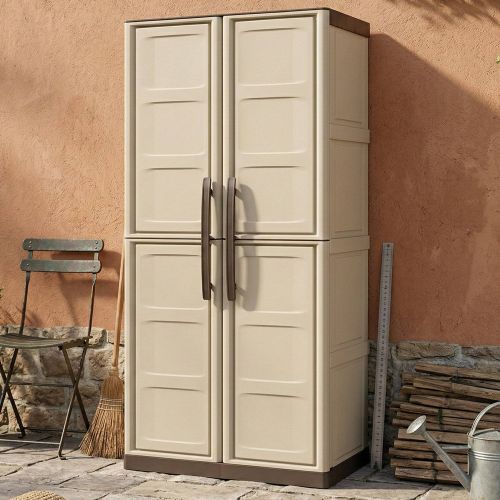 Armadio in plastica 2 ante beige e marrone 70x165h cm - Ipno