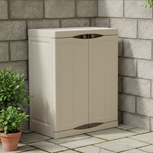 Armadio in plastica 2 ante beige e marrone 70x91h cm - Acira