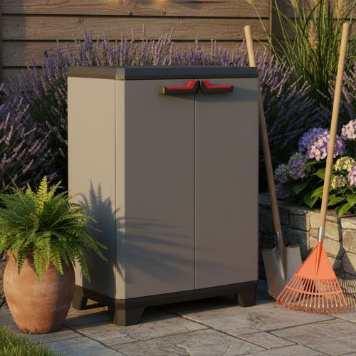 Armadio in plastica 2 ante grigio 68x90h cm - Cochrane