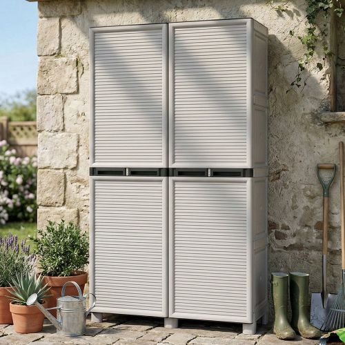 Armadio in plastica 2 ante grigio chiaro 100x172h cm - Allain