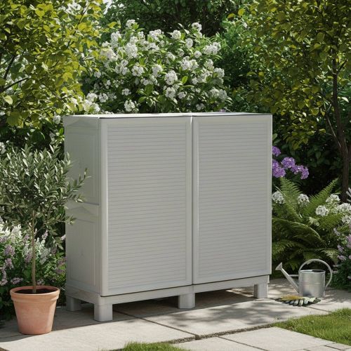 Armadio in plastica 2 ante grigio chiaro 100x92h cm - Arlinda