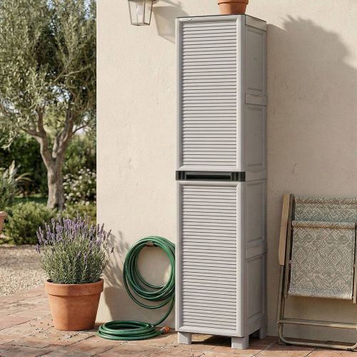 Armadio in plastica 2 ante grigio chiaro 35x172h cm - Achae