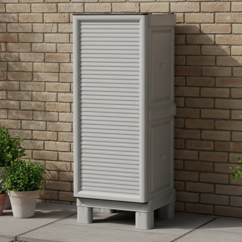 Armadio in plastica 2 ante grigio chiaro 35x92h cm - Arlinda