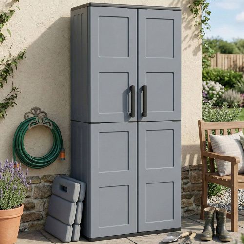 Armadio in plastica 2 ante grigio e nero 68x163h cm - Akina