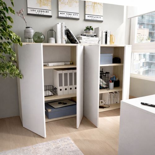 Armadio legno e bianco lucido ante battenti 79x96h cm - Alicha