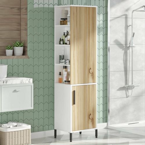 Armadio legno scuro e bianco salvaspazio 45x173h cm - Ramil