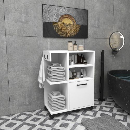 Armadio Multiuso 1 Anta Bianco 5 Ripiani Un'anta 81x60h cm, 5 Vani - Fornelli