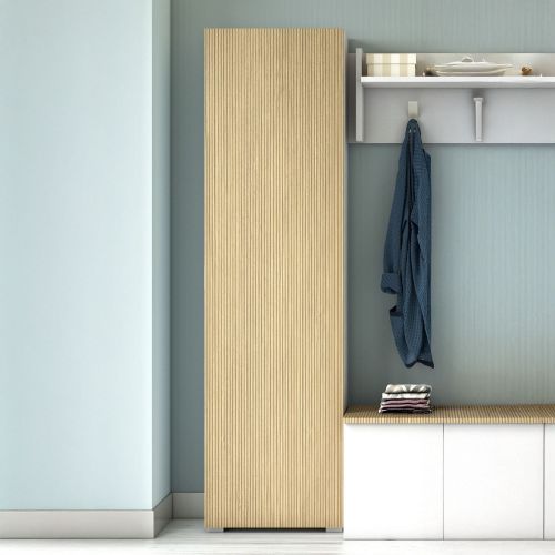 Armadio Multiuso 1 Anta Bianco Beige 7 Ripiani Un'anta 50x182h cm, Apertura Battente - Cansano