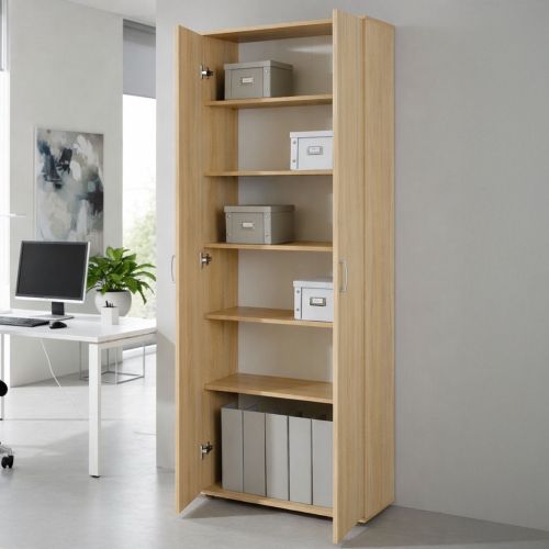 Armadio Multiuso 2 Ante Beige 5 Ripiani Apertura Battente 70x189h cm, 2 Ante - Pazzano