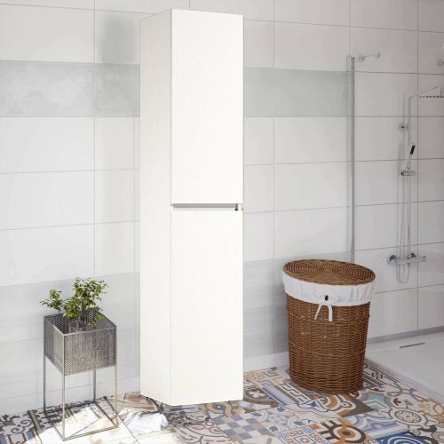 Armadio multiuso 2 ante Betulla, Scarpiera con ripiani regolabili, Mobile porta scarpe a 2 ante, 100% Made in Italy, 45x37h195 cm, Bianco