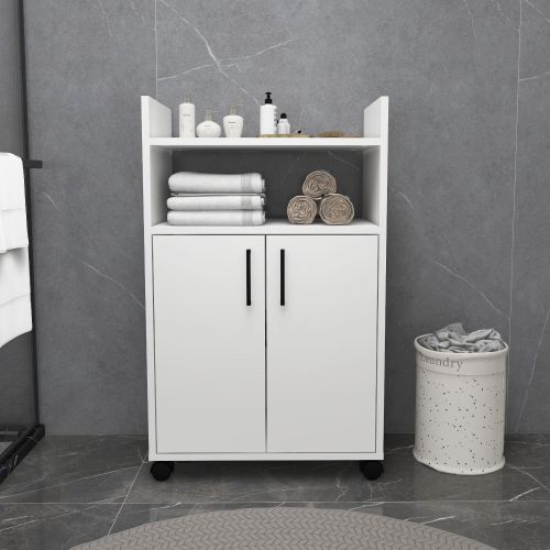 Armadio Multiuso 2 Ante Bianco 4 Ripiani 2 Ante 60x97h cm, 3 Vani - Marzi
