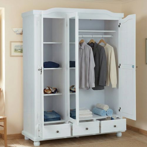 Armadio Multiuso 2 Ante Bianco 4 Ripiani 3 Cassetti 150x200h cm, Apertura Battente - Somma