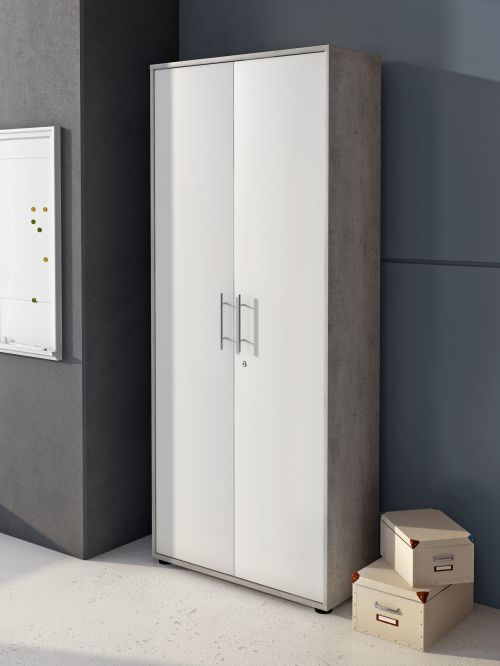 Armadio multiuso 2 ante Dpazzin, 79x34h188 cm, Bianco e Cemento