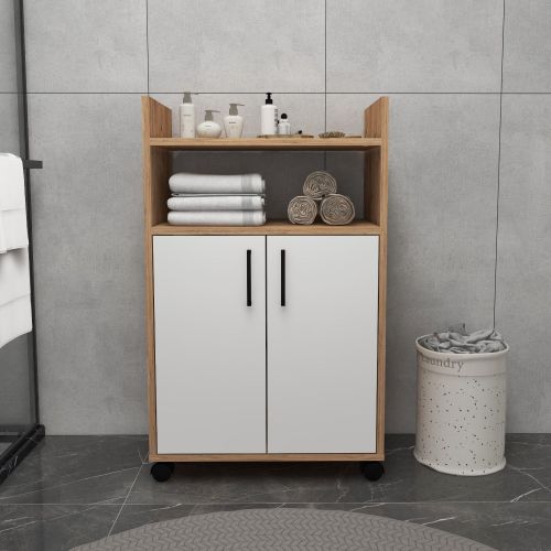 Armadio Multiuso 2 Ante Marrone Rovere 4 Ripiani 2 Ante 60x97h cm, 3 Vani - Marzi