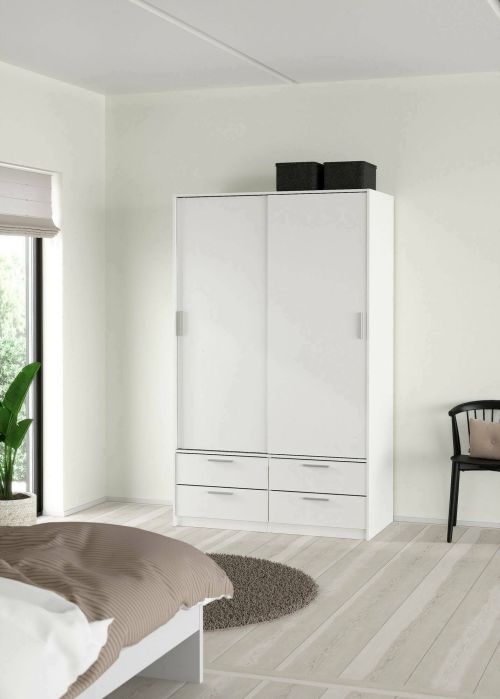 Armadio multiuso 2 ante Regine, Mobile multifunzionale, Mobiletto scarpiera, Guardaroba porta scarpe, 121x60 h200 cm, Bianco