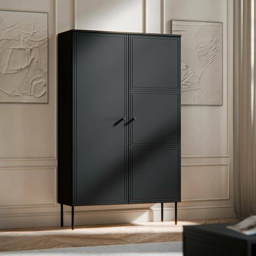 Armadio multiuso 2 ante Sedilo, 100x39 h166 cm, Nero