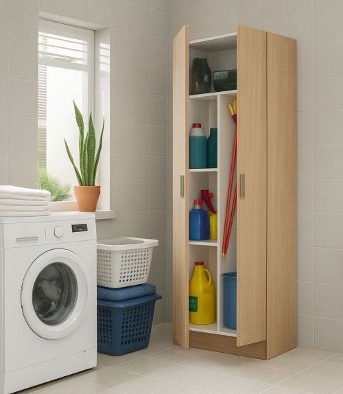 Armadio multiuso Charleston, Mobile portascope a 2 ante, Scarpiera con ripiani, Guardaroba portascope, cm73x37h180 cm, Rovere